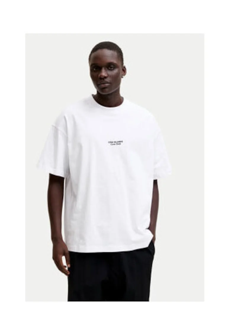 Tricou barbati, Jack Jones, alb, grafic, bumbac