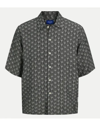 Camasa barbati Jack Jones, 12271103, Viscoza/Nylon, Negru, Negru