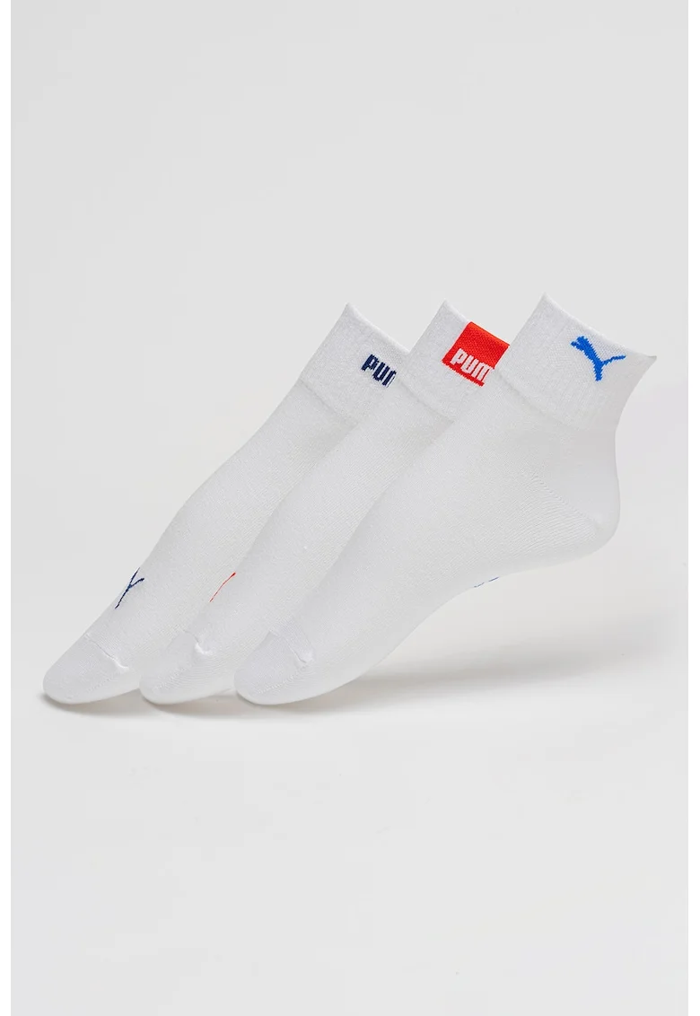 Set de sosete scurte unisex din amestec de bumbac - 3 perechi, Rosu/Alb