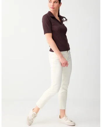 Tricou polo slim fit, Maro pamantiu