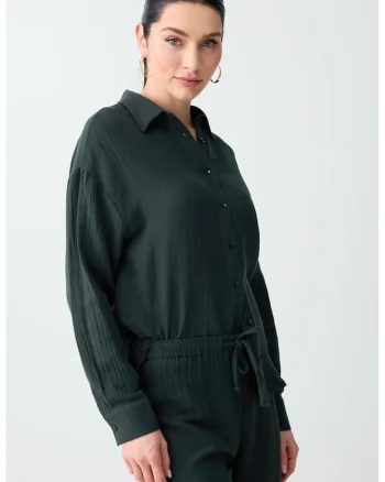 Camasa regular fit de bumbac, Verde padure