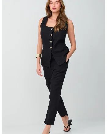 Pantaloni drepti de in, Negru