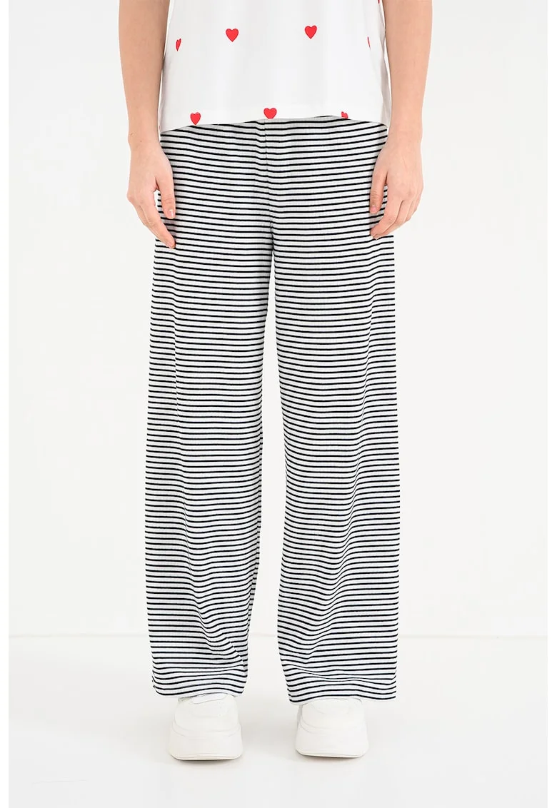 Pantaloni lejeri cu dungi Saga, Alb/Negru