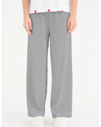 Pantaloni lejeri cu dungi Saga, Alb/Negru