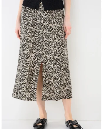 Fusta midi cu model Nova, Negru/Bej