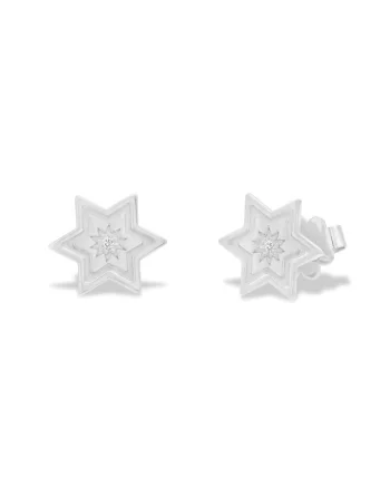 Cercei cu diamante naturale INTERSTELLAR, aur alb 14K