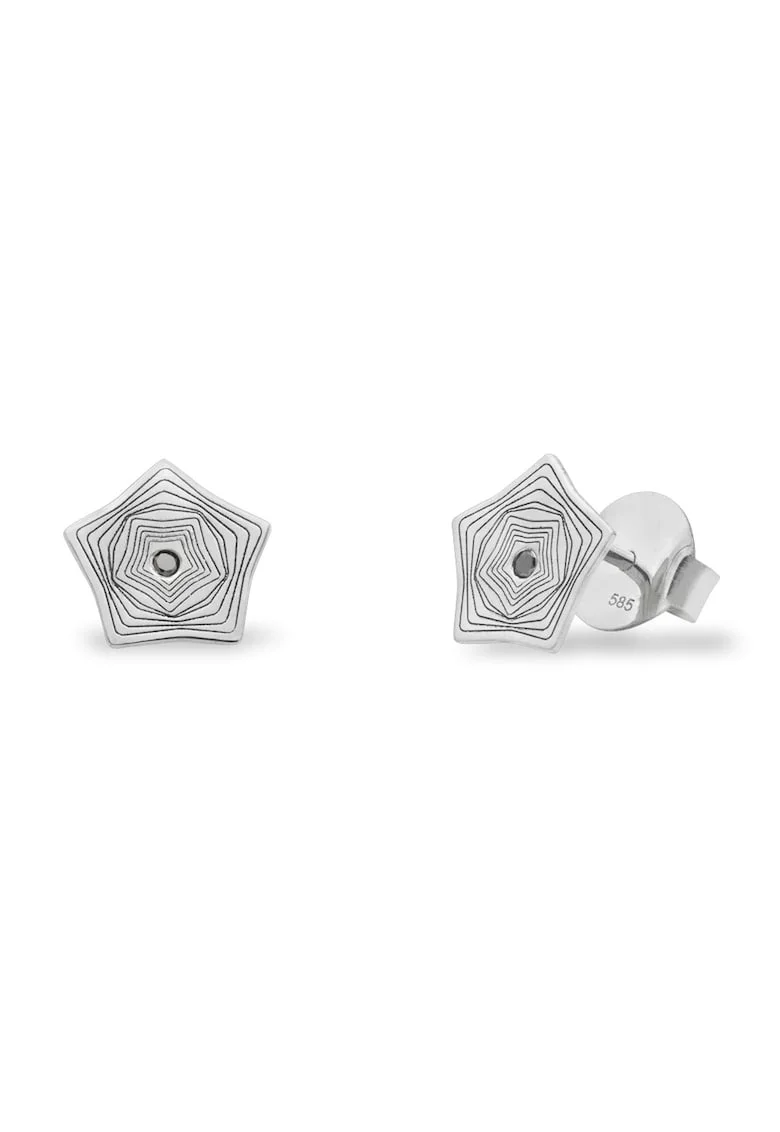 Cercei mini NORTHERN LIGHTS cu diamante negre, aur alb 14K