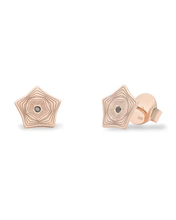 Cercei mini NORTHERN LIGHTS cu diamante negre, aur 14K