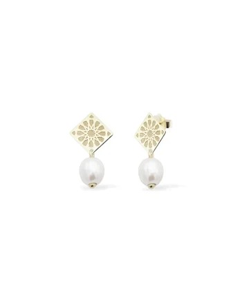Cercei cu perle DESERT WIND, aur 14K