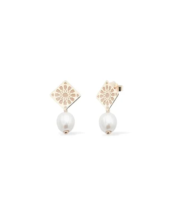 Cercei cu perle DESERT WIND, aur 14K