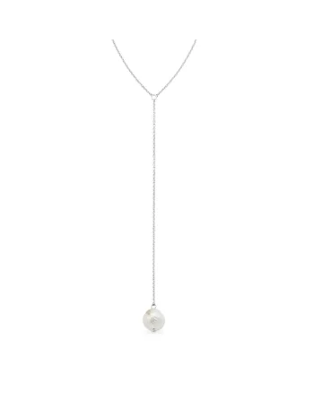 Colier lung Orient Touch cu perla baroque, aur 14k, Alb