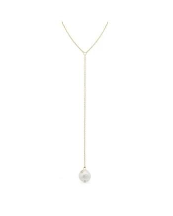 Colier lung Orient Touch cu perla baroque, aur 14k, Galben
