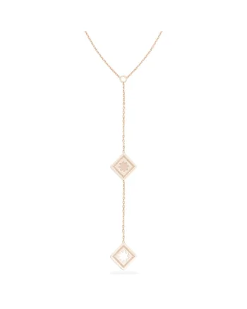 Colier lung FLORI DE MARAMU, aur 14K, Roz
