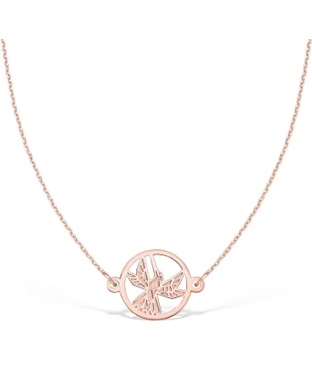 Colier la baza gatului COLIBRI, aur 14K, Roz