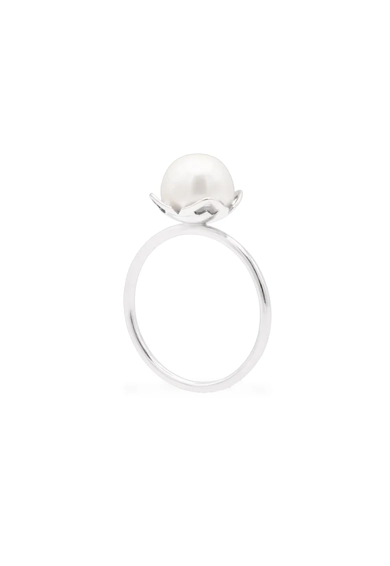 Inel JASMINE GARDEN cu perla veritabila de cultura, aur 14K - 51, Alb