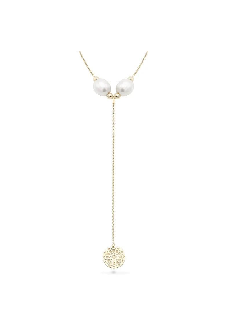 Colier lung cu perle de cultura DESERT WIND, aur 14K, Galben