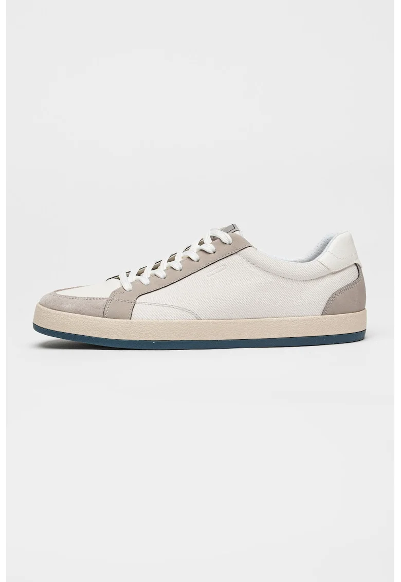 Pantofi sport Serifos din material textil cu garntiuri din piele intoarsa, Maro taupe deschis/Alb murdar