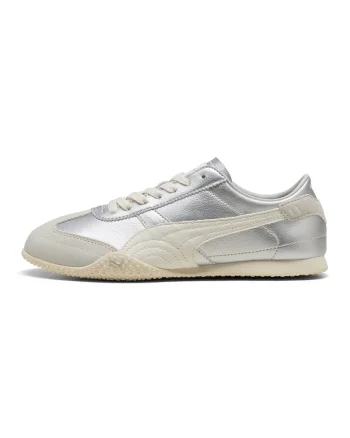 Pantofi sport Bella UT LEA low-cut cu insertii din piele, Argintiu/Bej deschis
