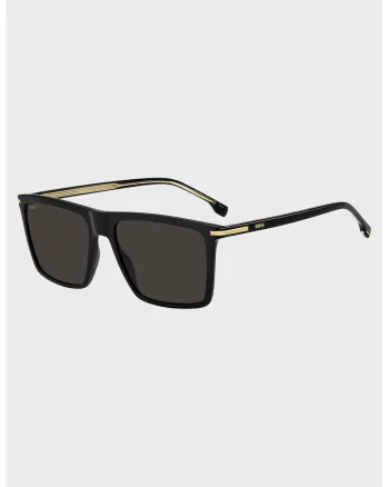 Ochelari de soare patrati cu accente metalice, Auriu/Negru