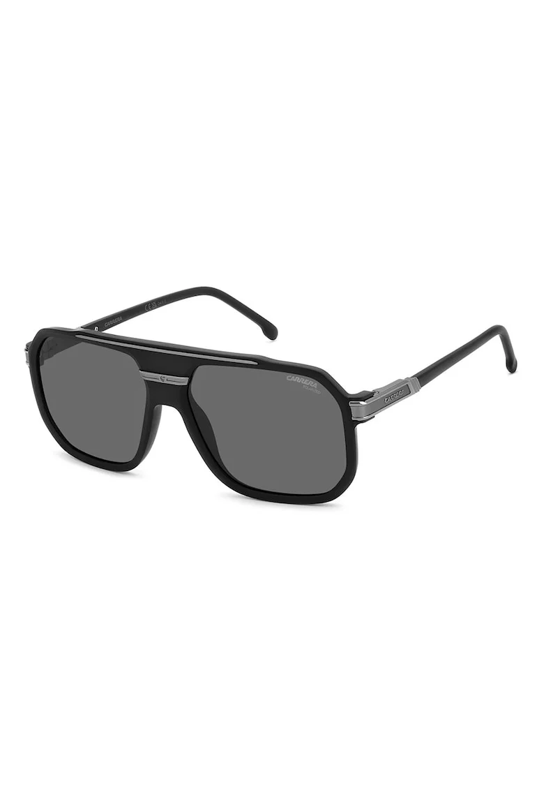 Ochelari de soare aviator cu logo, Negru/Argintiu