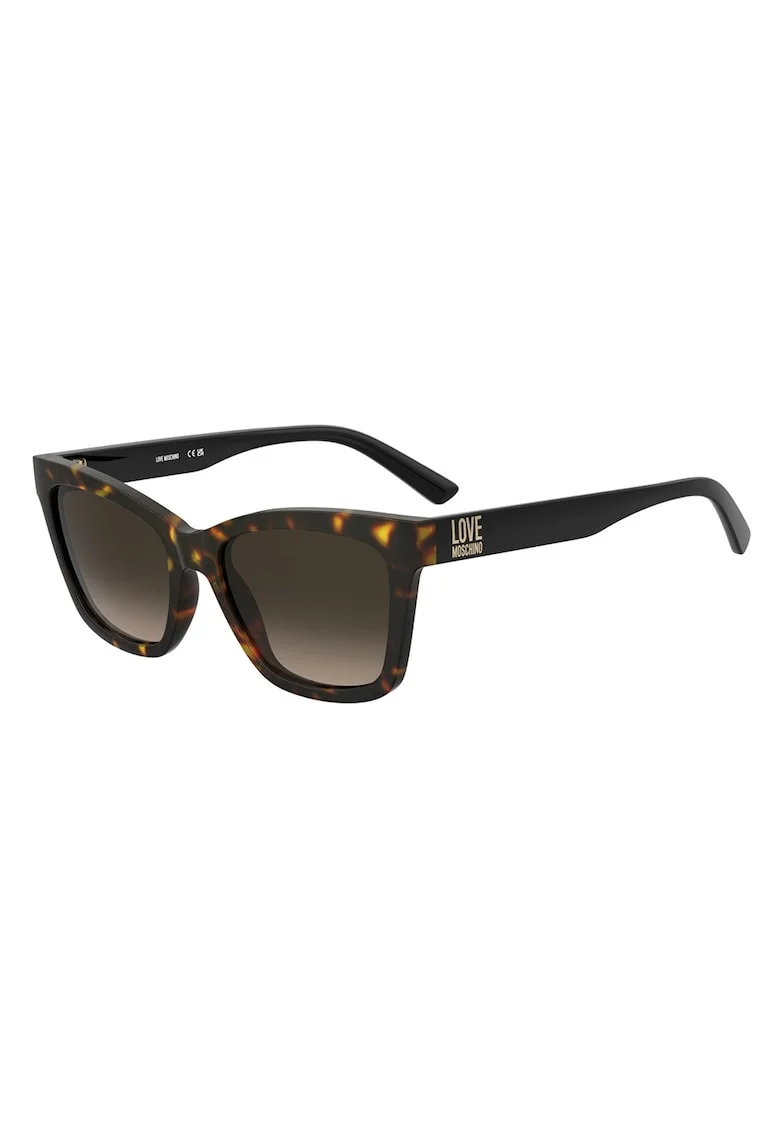 Ochelari de soare dreptunghiulari cu rame tortoise, Negru/Galben