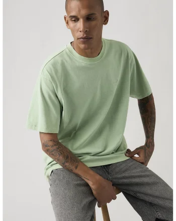 Tricou lejer din bumbac cu model in dungi Red Tab™, Verde pastel