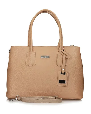 Geanta bowler din piele, Maro camel