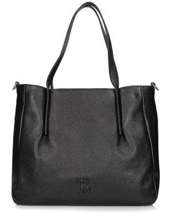 Geanta shopper din piele, Negru