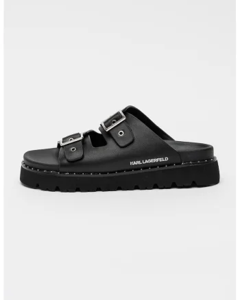 Papuci de piele cu catarama Kaia, Negru