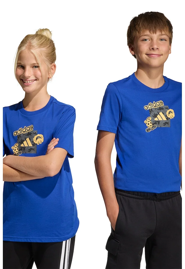 Tricou cu imprimeu camuflaj, Galben/Albastru inchis