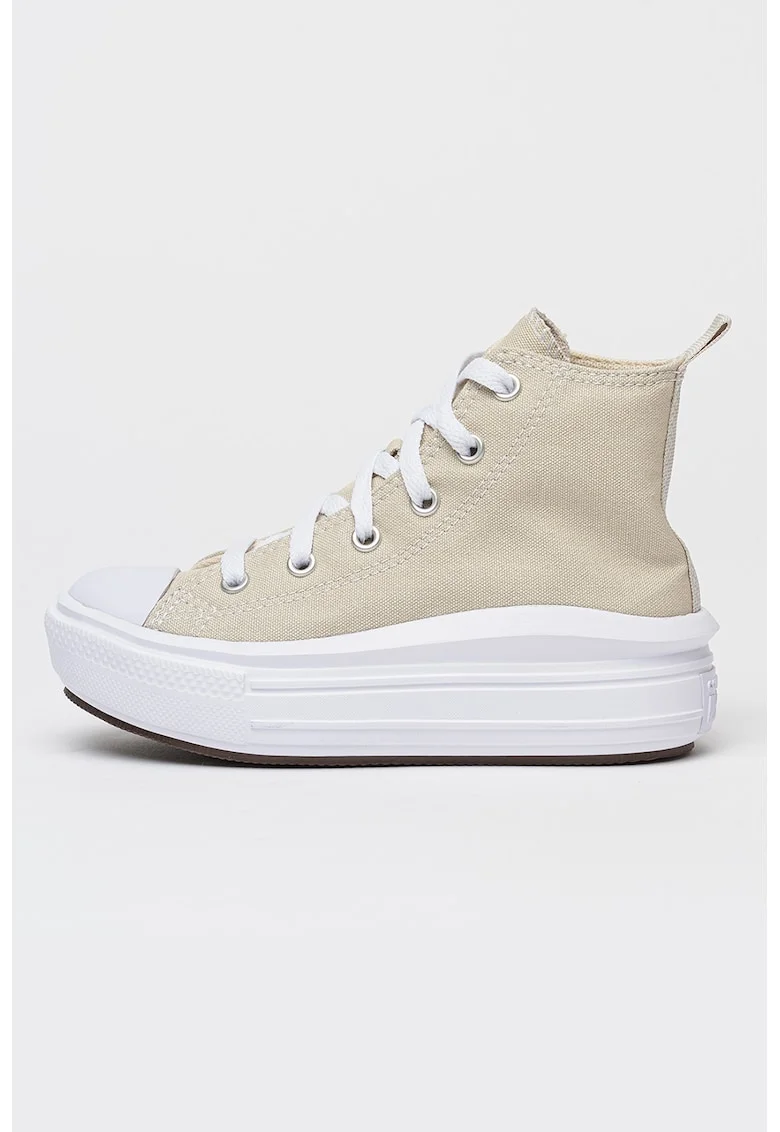 Tenisi mid-high flatform cu logo Chuck Taylor All Star Move, Bej deschis
