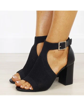 Sandale negre elegante cu design impletit 8753 M12 20434, Negru
