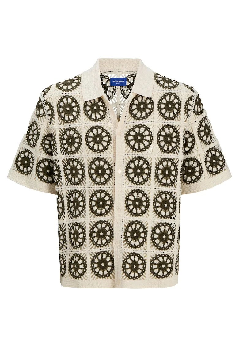 Camasa barbati Jack Jones, 12278724, Bumbac/Acril, Bej, Bej
