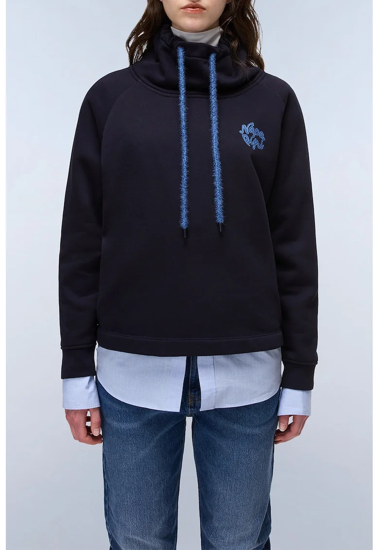 Bluza de trening din amestec de bumbac cu logo, Albastru ultramarin/Albastru