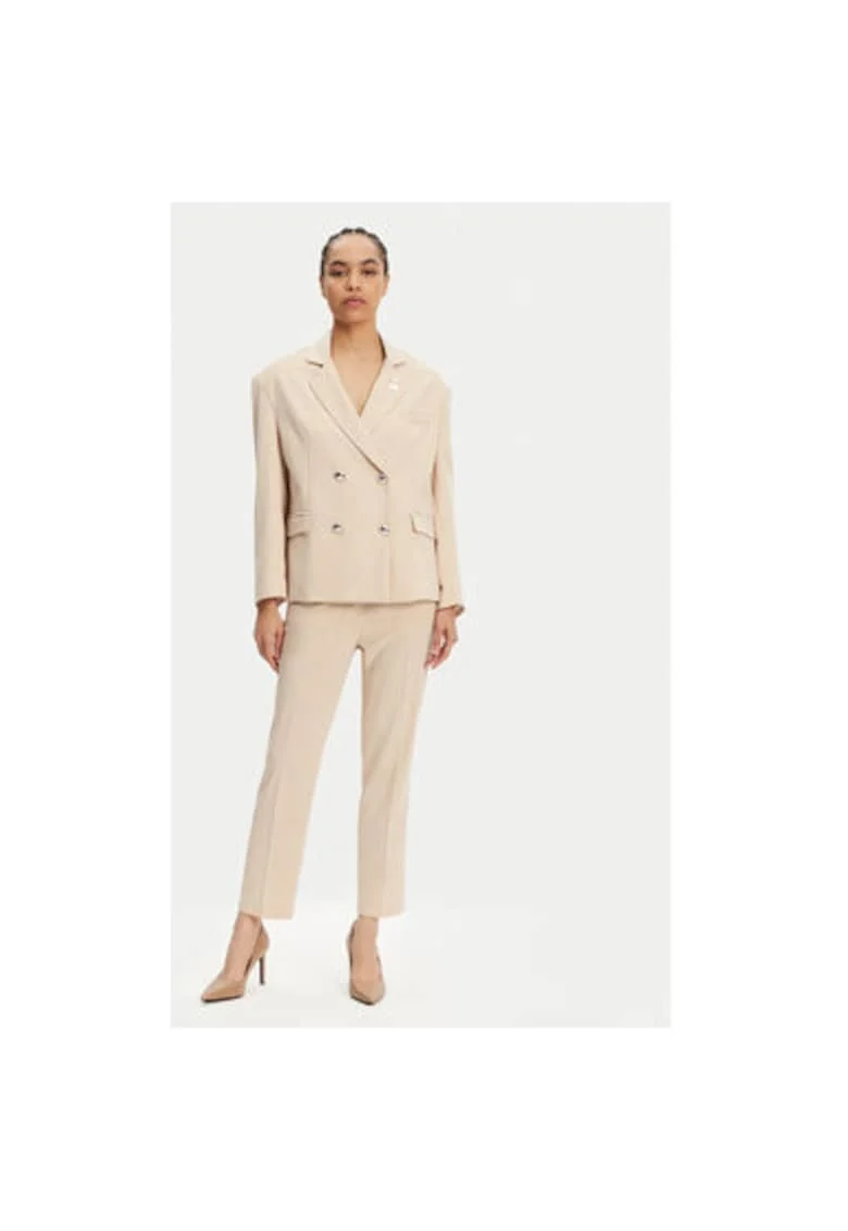 Pantaloni chino dama  25EB571/21BE, Poliester/Viscoza, Bej, Bej