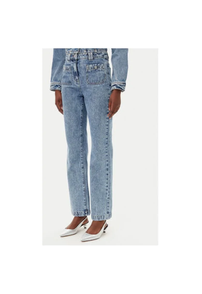Pantaloni dama  251-PCHARME, Bumbac, Albastru deschis, Albastru deschis