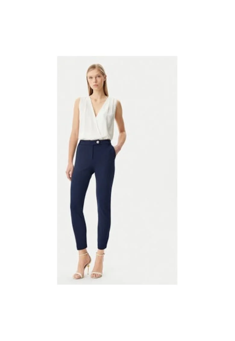 Pantaloni dama,  305318350, Poliester, Albastru, Albastru