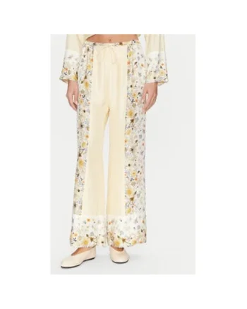 Pantaloni dama,  304893001, Matase, Bej, Bej