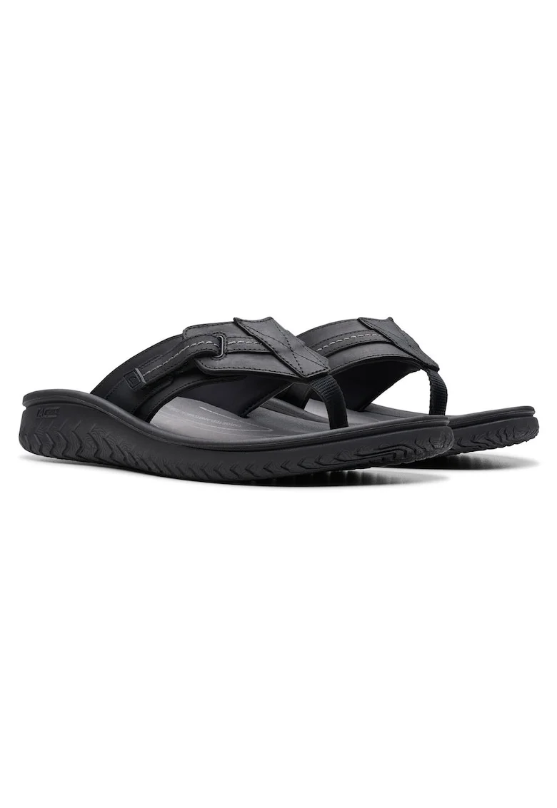 Papuci flip-flop barbati  26176988, Piele naturala, Negru, Negru