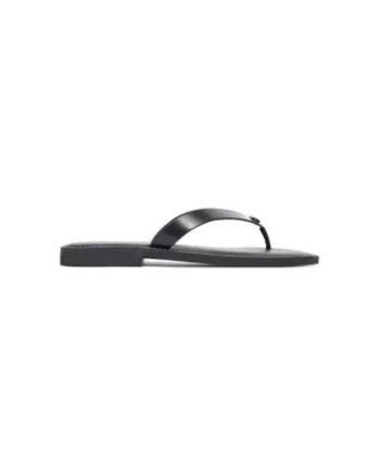 Papuci flip-flop dama  CZ379, Piele naturala, Negru, Negru