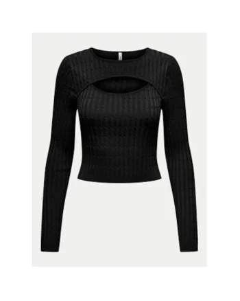 Pulover dama,  304784866, Viscoza/Poliamida, Negru, Negru