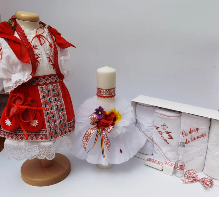Set Traditional Botez - Costumas Trusou Lumanare Carmen