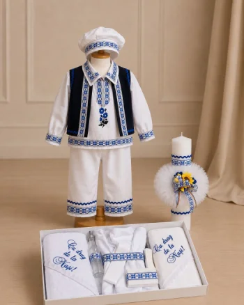 Set Traditional Botez - Costumas Trusou Lumanare Bogdan
