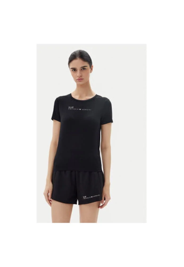 Tricou dama  Emporio Armani, 7W000274 AF12945, Poliester/Viscoza, Negru, Negru