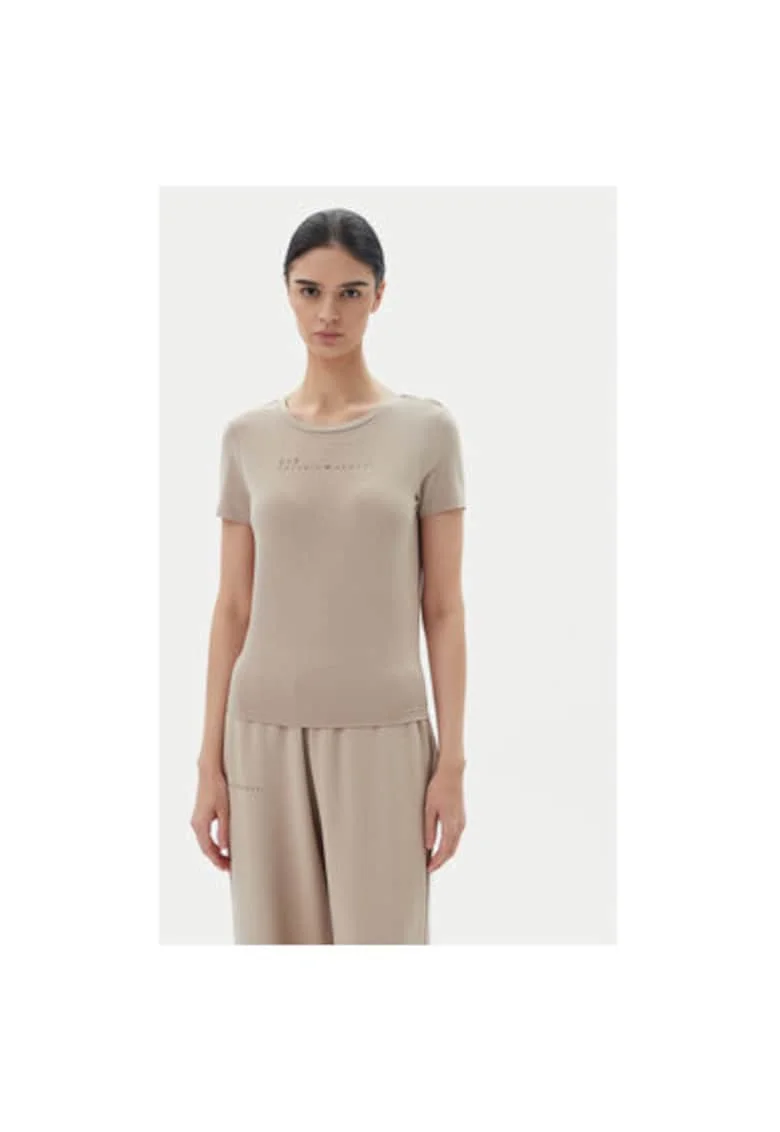 Tricou dama  Emporio Armani, 7W000274 AF12945, Poliester/Viscoza, Bej, Bej