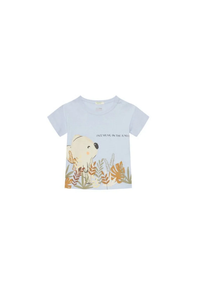 Tricou copii  3I1XA105R, Bumbac organic, Albastru deschis, Albastru deschis