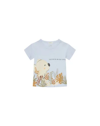 Tricou copii  3I1XA105R, Bumbac organic, Albastru deschis, Albastru deschis