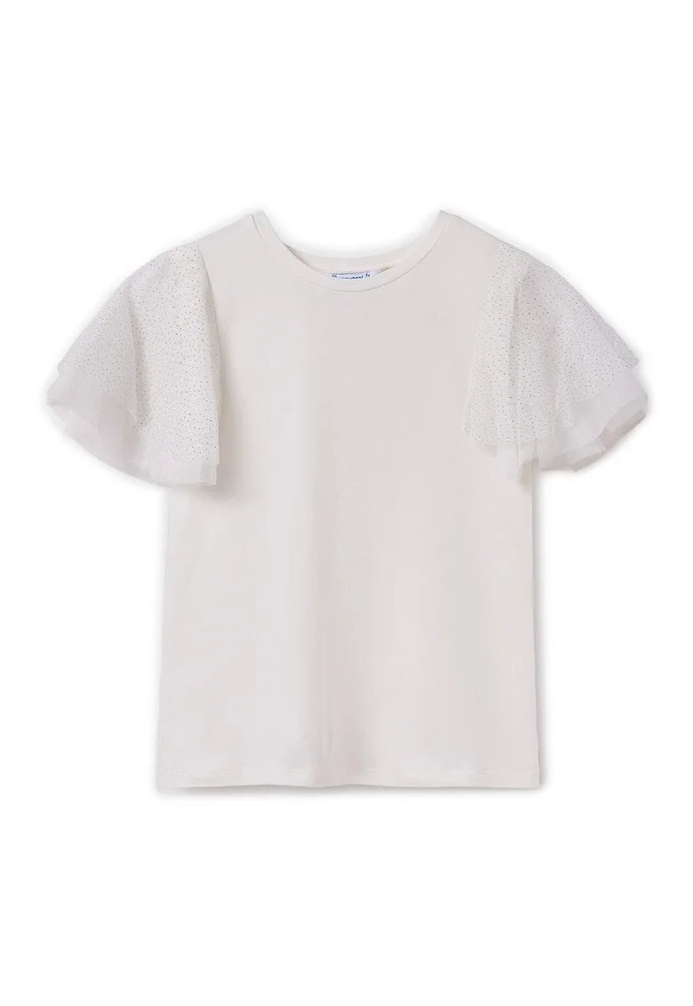 Tricou fete  6022, Bumbac/Poliester, Ecru, Ecru