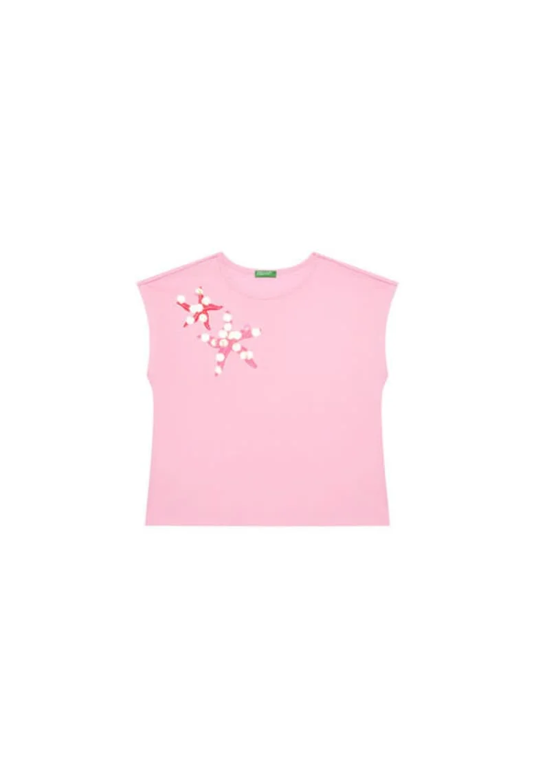 Tricou pentru fete  3I1XC10P0, Bumbac organic, Roz, Roz