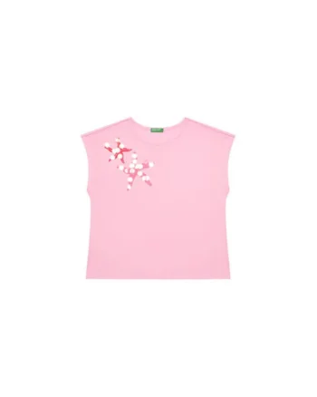 Tricou pentru fete  3I1XC10P0, Bumbac organic, Roz, Roz
